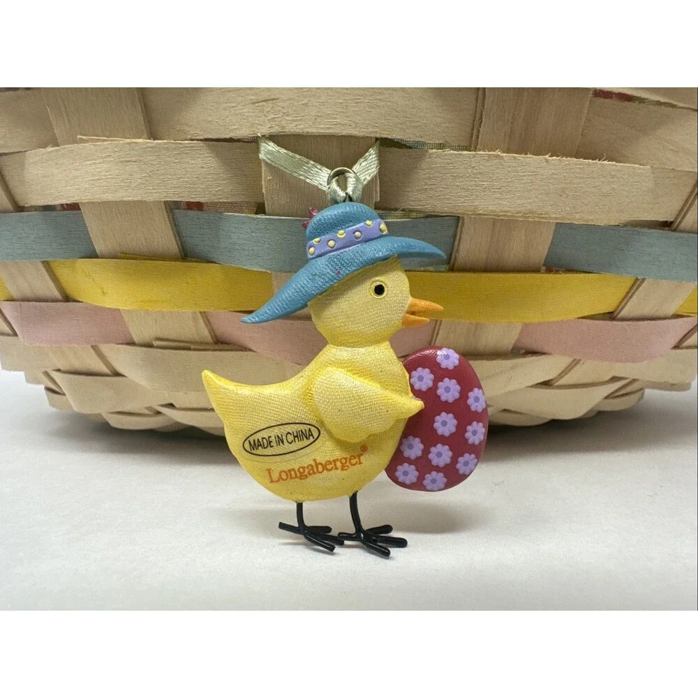Longaberger 2009 Large Easter Egg Shape Whitewash Basket Liner & Protector Tie